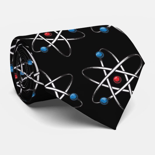 Black Molecule Atom Pattern Teacher Science Stropdas (Opgerold)