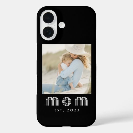 Black Mom Established Retro Script Photo Case-Mate iPhone Case (Achterkant)