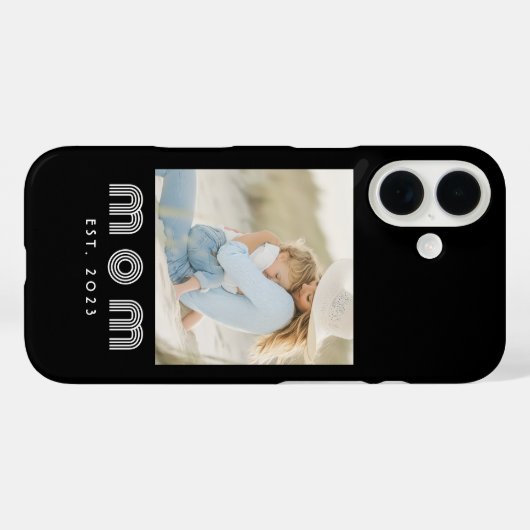 Black Mom Established Retro Script Photo Case-Mate iPhone Case (Achterkant (horizontaal))