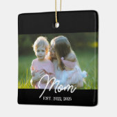 Black Mom Established Script Photo Keramisch Ornament (Links)