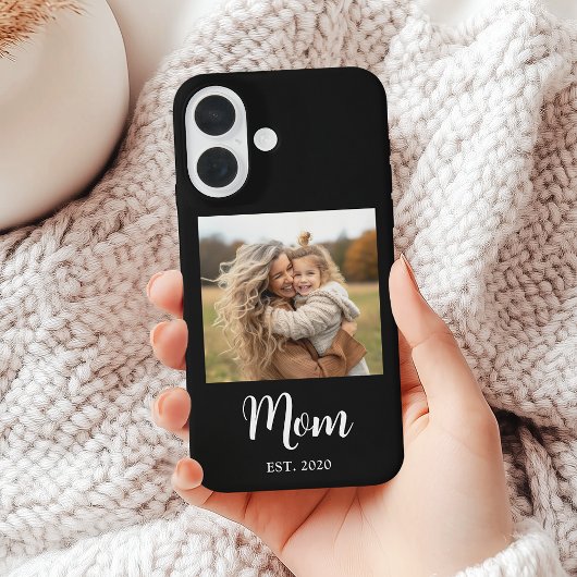 Black Mom Established Script Text and Photo Case-Mate iPhone Case