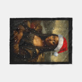 Black Mona Lisa African American Christmas Santa H Fleece Deken (Voorkant (Horizontaal))