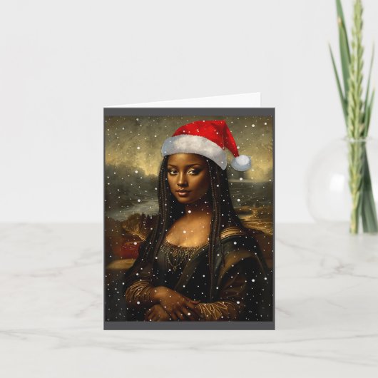 Black Mona Lisa African American Christmas Santa H Kaart (Voorkant)