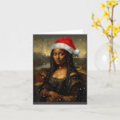 Black Mona Lisa African American Christmas Santa H Kaart (Gele Bloem)