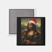 Black Mona Lisa African American Christmas Santa H Magneet (Voorkant / Achterkant)