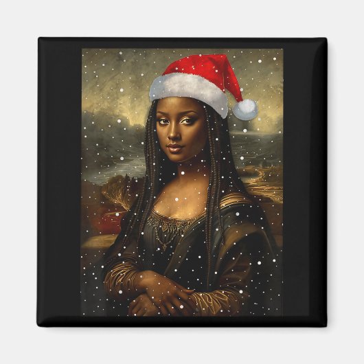 Black Mona Lisa African American Christmas Santa H Magneet (Voorkant)