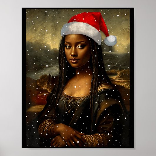 Black Mona Lisa African American Christmas Santa H Poster (Voorkant)