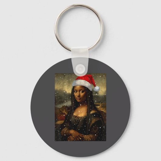 Black Mona Lisa African American Christmas Santa H Sleutelhanger (Voorkant)