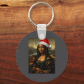 Black Mona Lisa African American Christmas Santa H Sleutelhanger (Voorkant)
