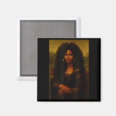 Black Mona Lisa Afro African American Melanin Blac Magneet (Voorkant / Achterkant)