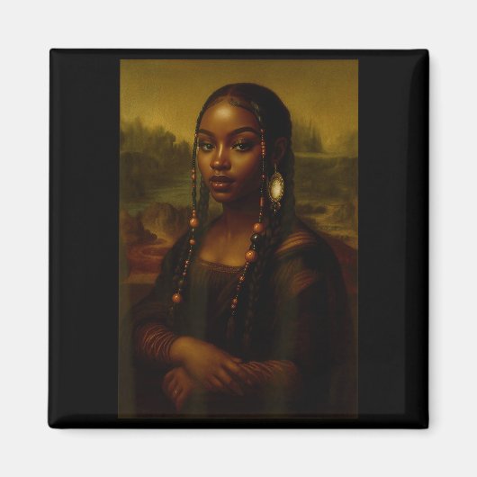 Black Mona Lisa Afro African American Melanin Blac Magneet (Voorkant)