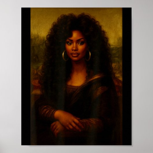 Black Mona Lisa Afro African American Melanin Blac Poster (Voorkant)