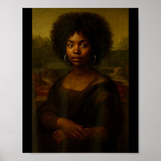 Black Mona Lisa Afro African American Melanin Blac Poster (Voorkant)