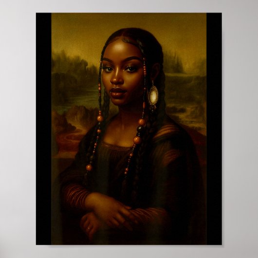 Black Mona Lisa Afro African American Melanin Blac Poster (Voorkant)