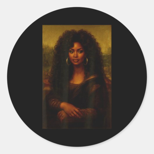 Black Mona Lisa Afro African American Melanin Blac Ronde Sticker (Voorkant)