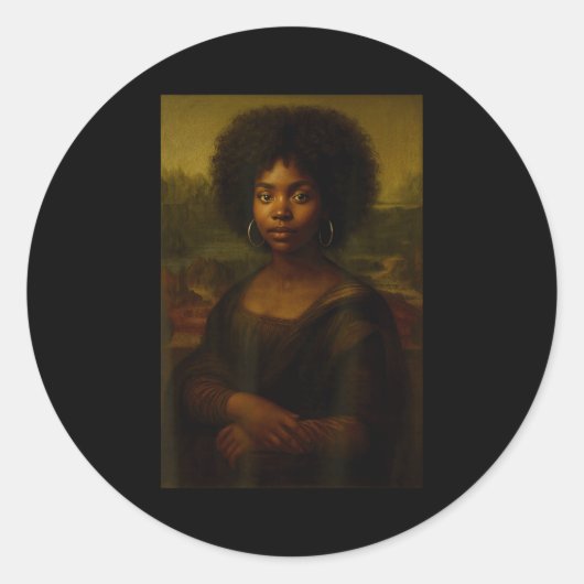 Black Mona Lisa Afro African American Melanin Blac Ronde Sticker (Voorkant)
