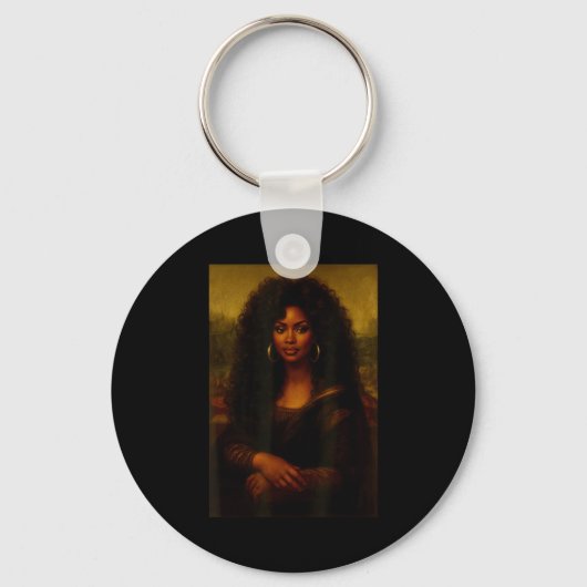 Black Mona Lisa Afro African American Melanin Blac Sleutelhanger (Voorkant)