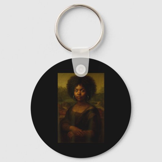 Black Mona Lisa Afro African American Melanin Blac Sleutelhanger (Voorkant)