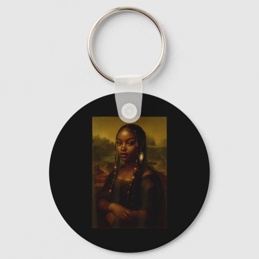 Black Mona Lisa Afro African American Melanin Blac Sleutelhanger (Voorkant)