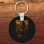Black Mona Lisa Afro African American Melanin Blac Sleutelhanger (Voorkant)