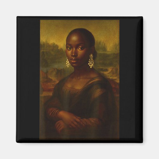 Black Mona Lisa Afro African Melanin Black History Magneet (Voorkant)