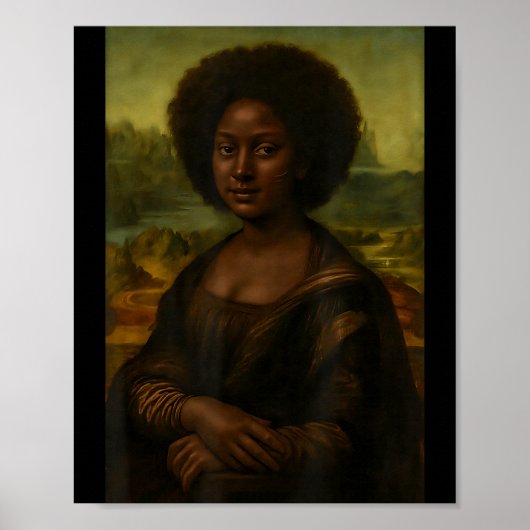 Black Mona Lisa Afro African Melanin Black History Poster (Voorkant)