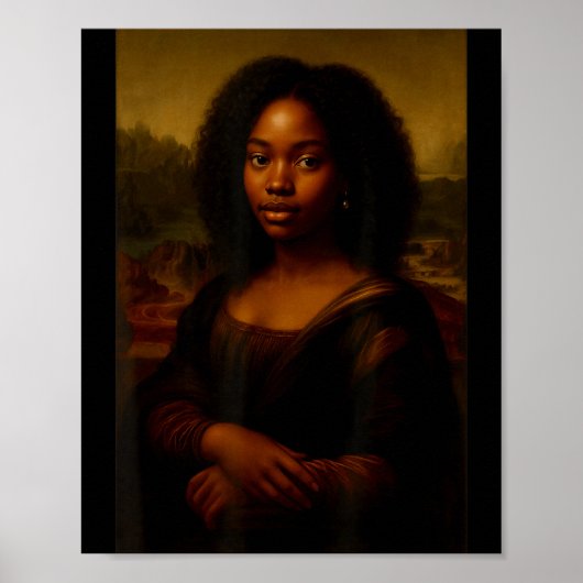 Black Mona Lisa Afro African Melanin Black History Poster (Voorkant)