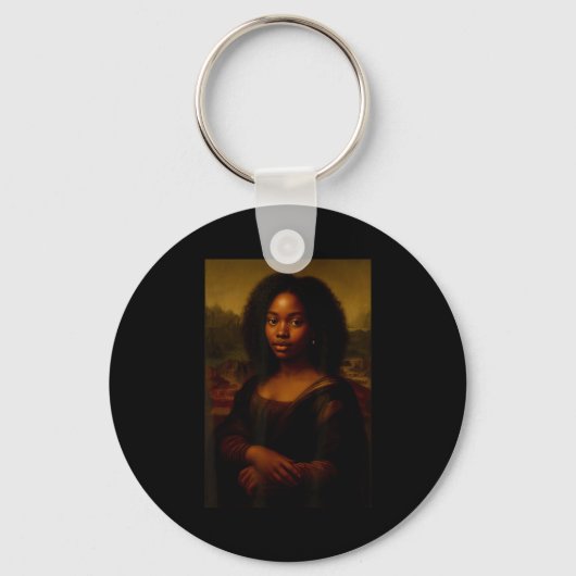 Black Mona Lisa Afro African Melanin Black History Sleutelhanger (Voorkant)