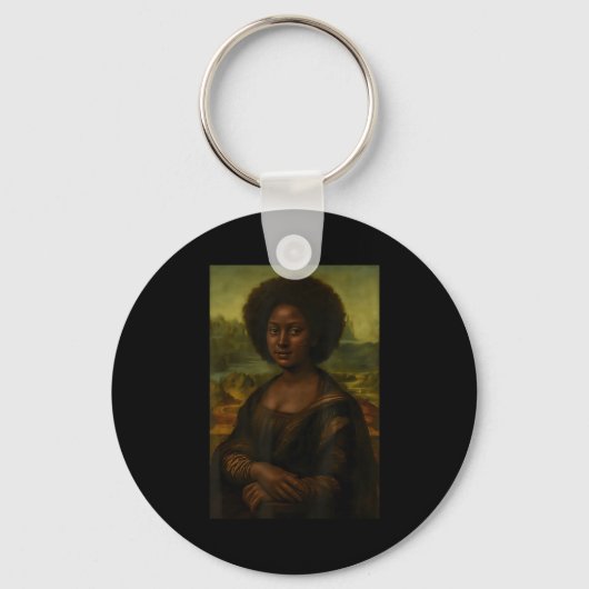 Black Mona Lisa Afro African Melanin Black History Sleutelhanger (Voorkant)