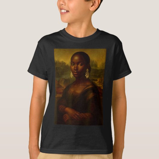Black Mona Lisa Afro African Melanin Black History T-shirt (Voorkant)