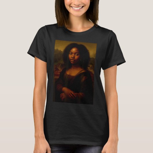 Black Mona Lisa Afro African Melanin Black History T-shirt (Voorkant)