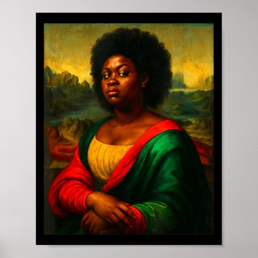Black Mona Lisa Side Eye Afro Woman Black History  Poster (Voorkant)