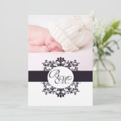 Black  Monogram Baby Aankondiging & Foto (Staand voorkant)