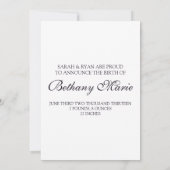 Black  Monogram Baby Aankondiging & Foto (Achterkant)