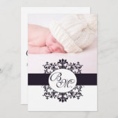 Black  Monogram Baby Aankondiging & Foto (Voorkant / Achterkant)