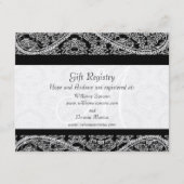 Black Monogram Damask Gift Registry Wedding Informatiekaartje (Voorkant)