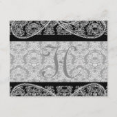 Black Monogram Damask Gift Registry Wedding Informatiekaartje (Achterkant)
