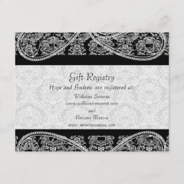 Black Monogram Damask Gift Registry Wedding Informatiekaartje