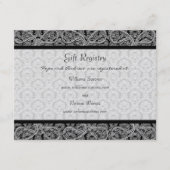 Black Monogram Damask Gift Registry Wedding Informatiekaartje (Voorkant)