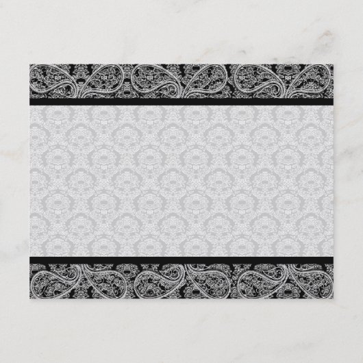 Black Monogram Damask Gift Registry Wedding Informatiekaartje (Achterkant)