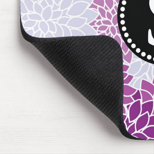 Black Monogram  Elegant Floral Pattern Muismat (Hoek)