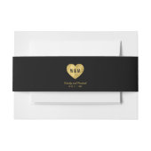 Black Monogram Faux Gold Heart Wedding Uitnodigingen Wikkel (Voorkant Voorbeeld)