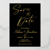 Black Monogram Gold Foil Save the Date Invitation Folie Uitnodiging (Voorkant)