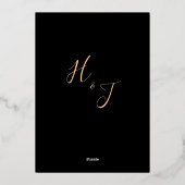 Black Monogram Gold Foil Save the Date Invitation Folie Uitnodiging (Achterkant)