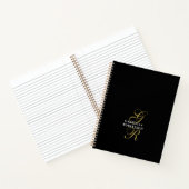 Black Monogram Gold Initials White Name Elegant Notitieboek (Binnen)