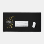 Black Monogram Gold White Manly Minimalist Elegant Bureaumat (Keyboard & Muis)