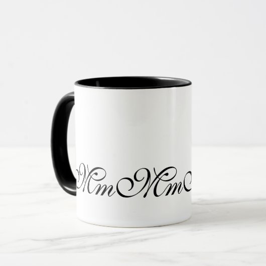Black Monogram Initiaal M Pattern Coffee Mok (Voorkant links)