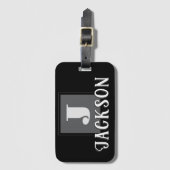 Black Monogram Large Initial Bagagelabel (Voorkant (verticaal))