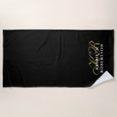 Black Monogram Minimalist Gold White Elegant Men  Strandlaken (Voorkant)