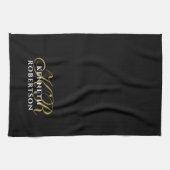 Black Monogram Minimalist Gold White Elegant Men  Theedoek (Horizontaal)